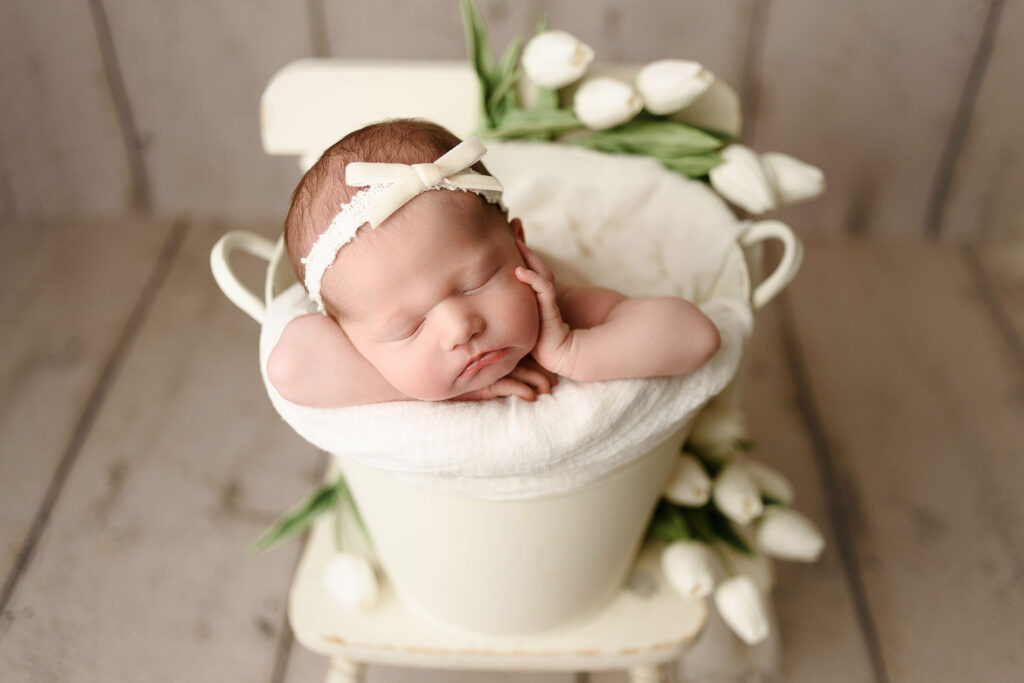 swaddled newborn photo of baby girl