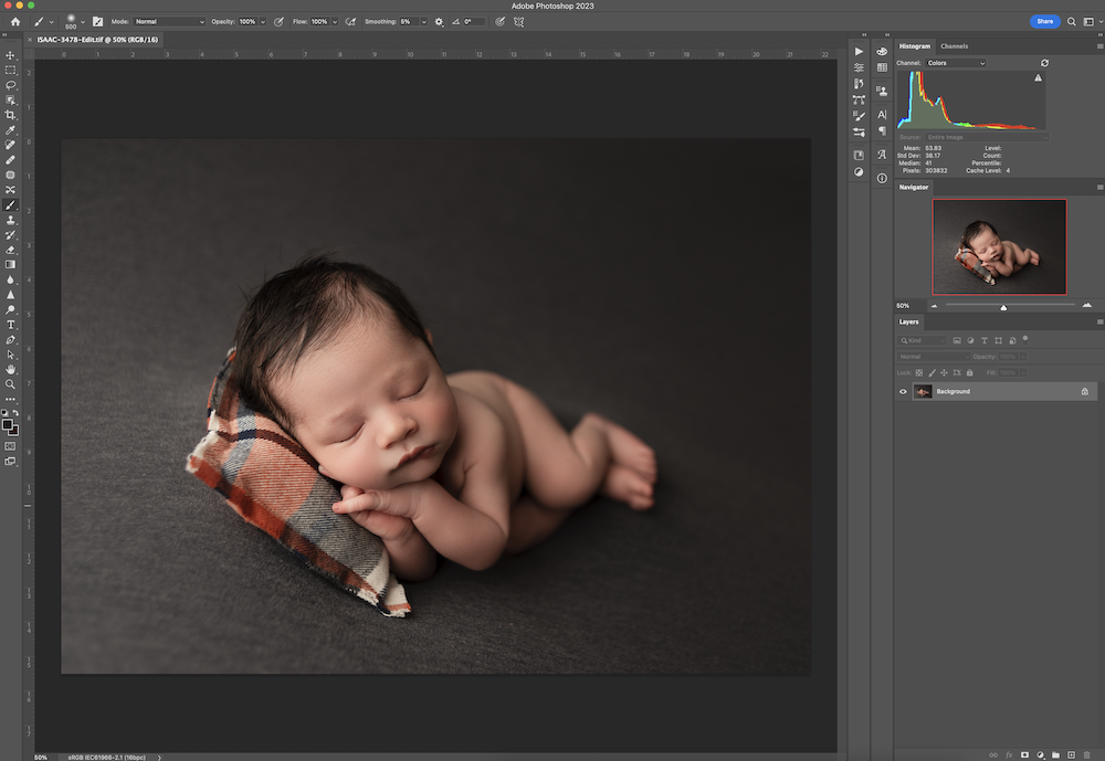 editing a newborn image